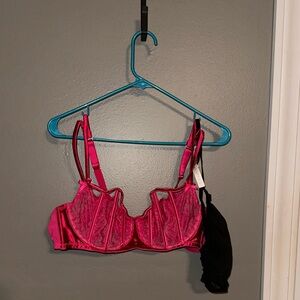 Pink lingerie bra and thong